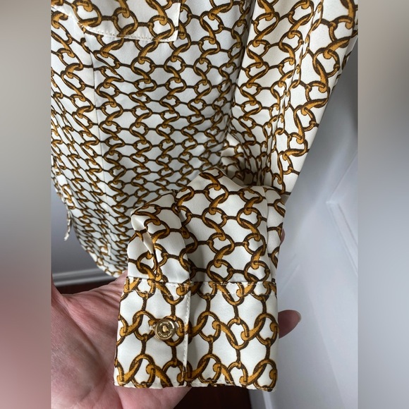 MICHAEL Michael Kors Brown and Gold Long Sleeve Button Down Shirt - Picture 7 of 11